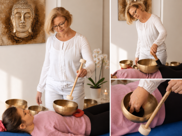 Meike Kämmerer, Klangschalentherapie, verschiedene Techniken